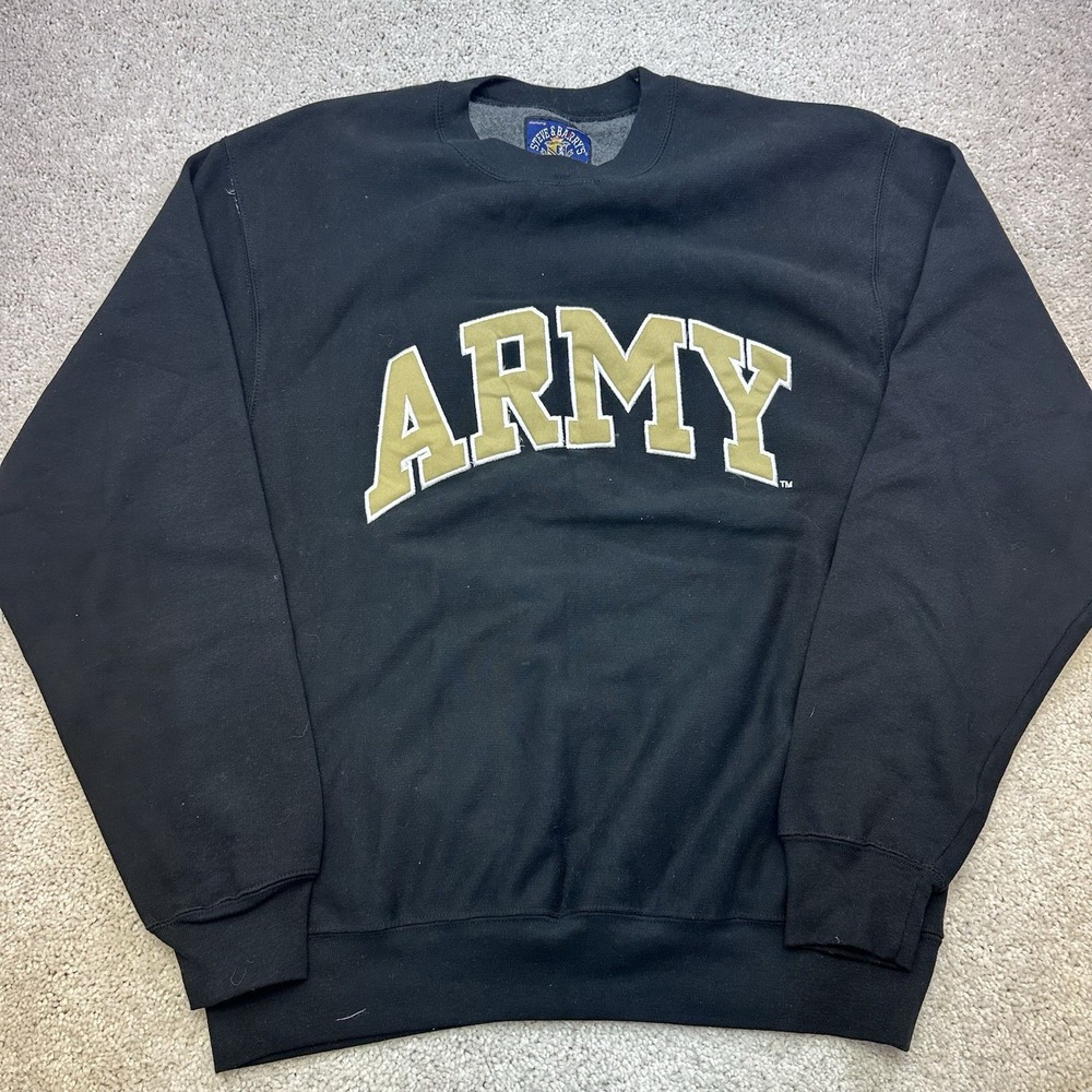 Vintage Steve And Barry's Army Embroidered Black XL Sweatshirt Black Gold